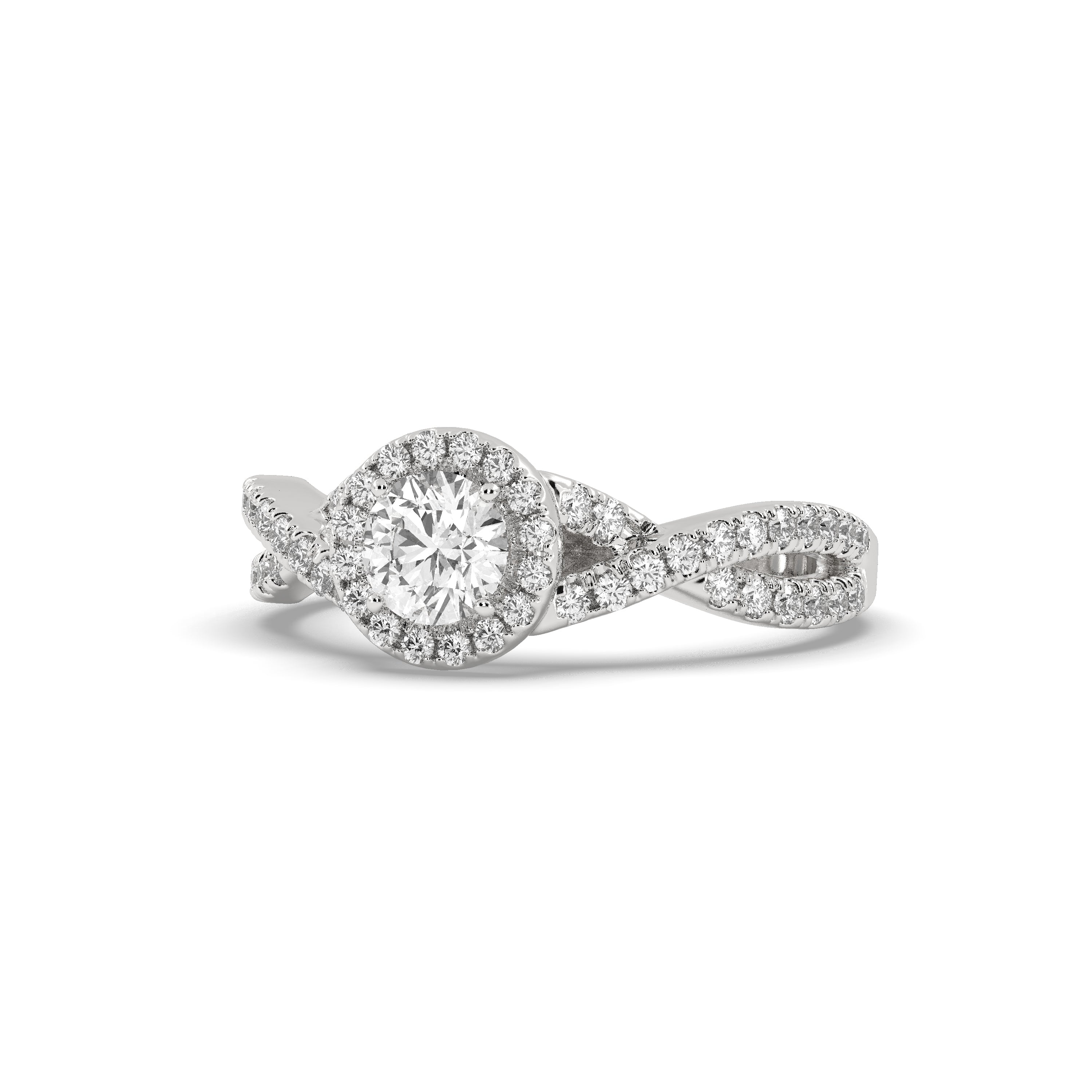 White Gold Studded 1.158 Carat Lab Grown Diamond Ring-E Color VS2 Clarity.